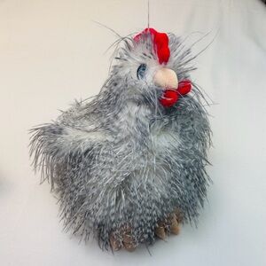 Chicken Plushie Gray and Red Color